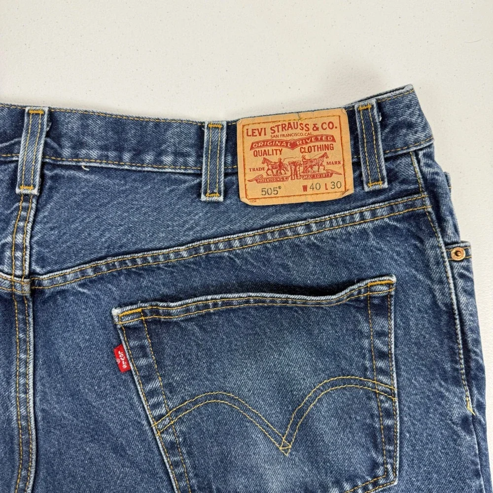Levis 505 Regular Fit‎ Mens Blue Jeans Straight Leg Medium Wash 40x30 Cotton